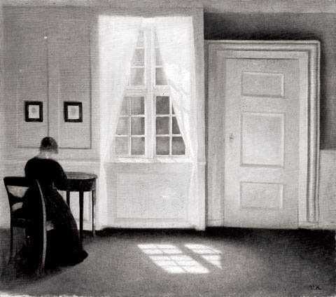 Stue i Strandgate med solskin på gulvet 1902